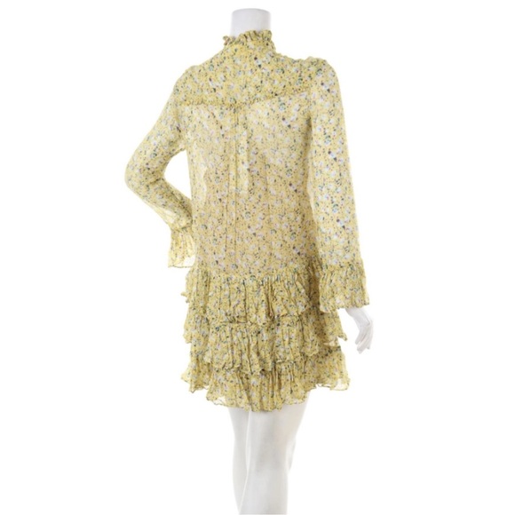 Yellow Zadig & Voltaire Dress Long Sleeve Drop Waist Very Feminine Ruffle Sleeve - Picture 2 of 8